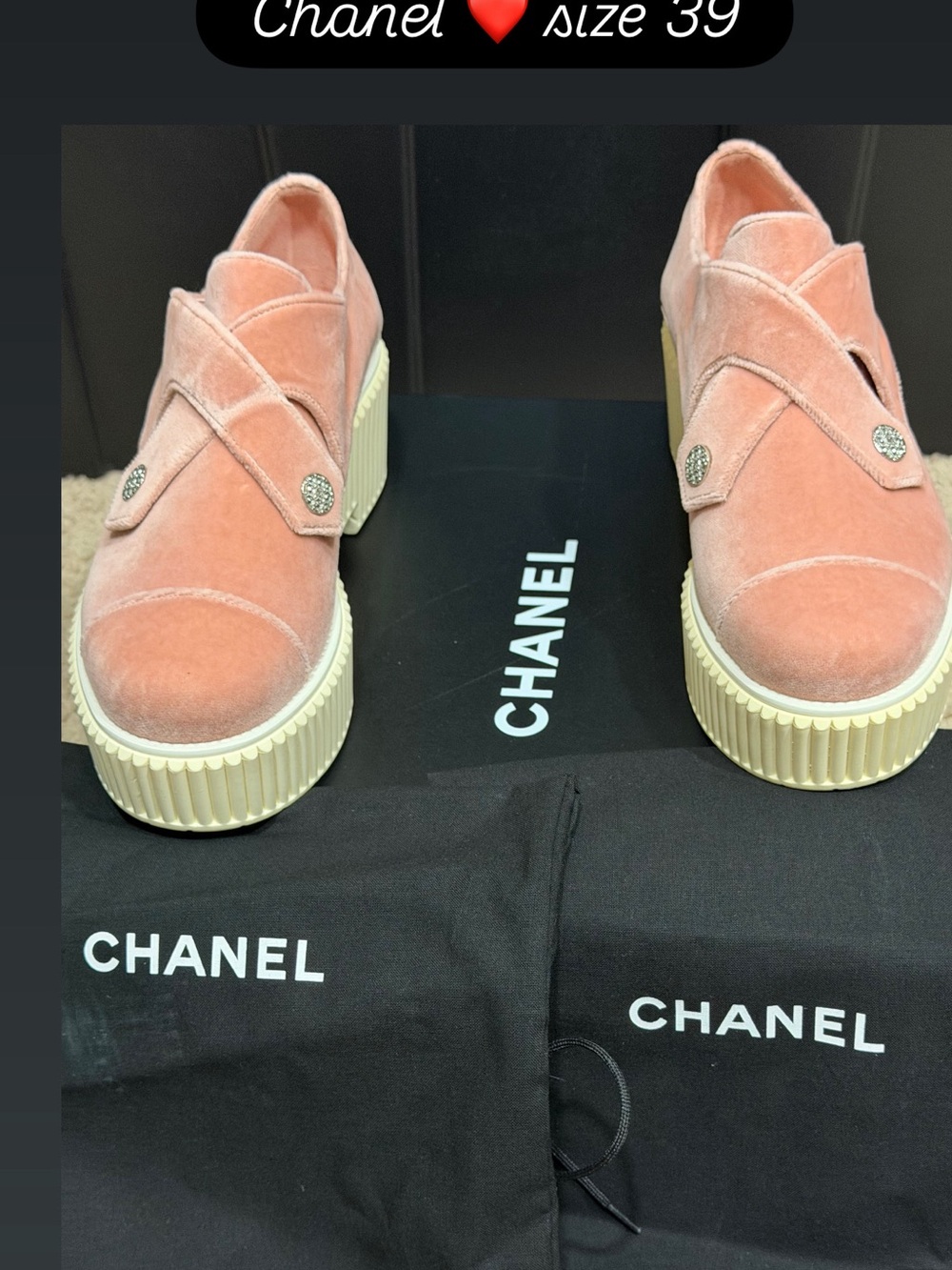 CHANEL Pink Suede Platform Sneakers with Cream Sole